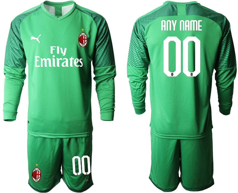 Men 2019-2020 club AC milan green goalkeeper long sleeve customized Soccer Jerseys->ac milan jersey->Soccer Club Jersey